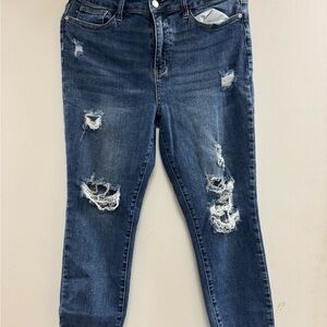 Judy Blue Dark Wash Distressed Skinny Jeans